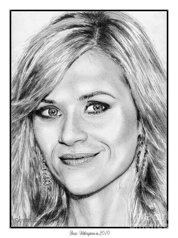 Reese Witherspoon Art Print featuring the drawing Reese Witherspoon in 2010 by J McCombie