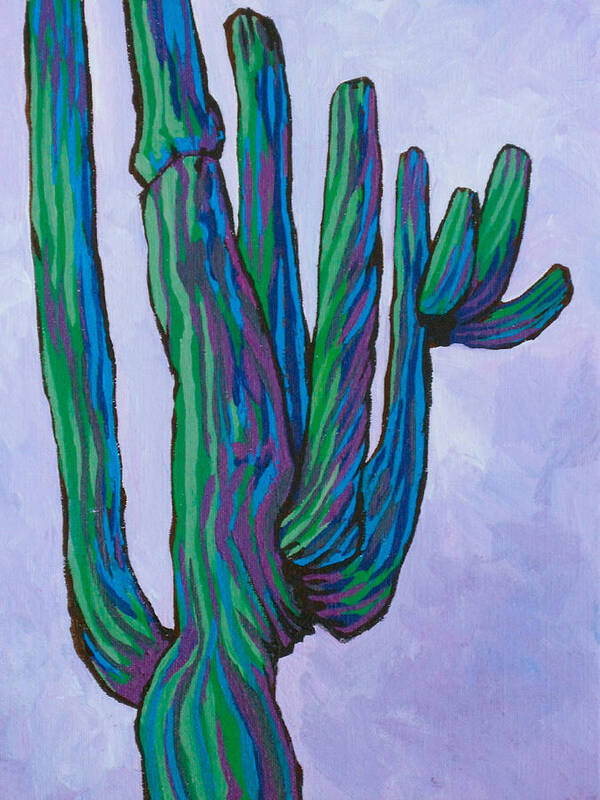 Saguaro Art Print featuring the painting Saguaro 16 by Sandy Tracey