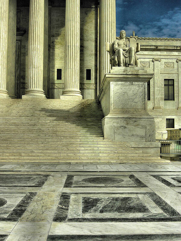 Statue Art Print featuring the photograph Seated Figure and Columns I by Steven Ainsworth