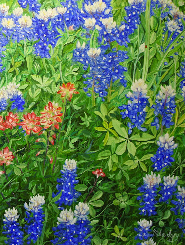 Flower Art Print featuring the painting Texas Blues by Mike Ivey