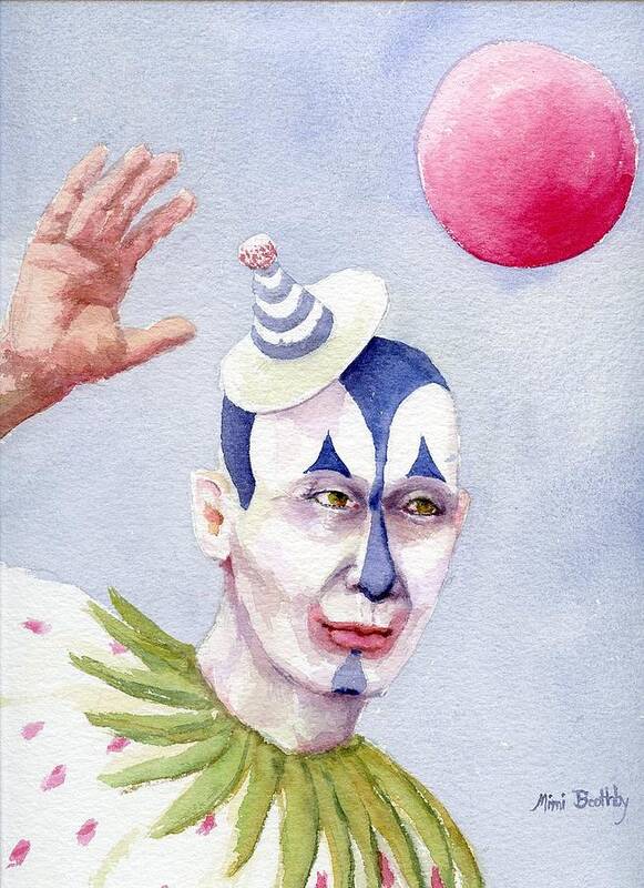 Clown Art Print featuring the painting The Blue Clown by Mimi Boothby