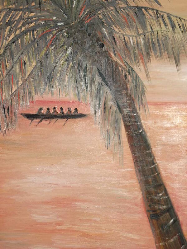 Hawaiian Scene Art Print featuring the painting The Paddlers by Clare Ventura