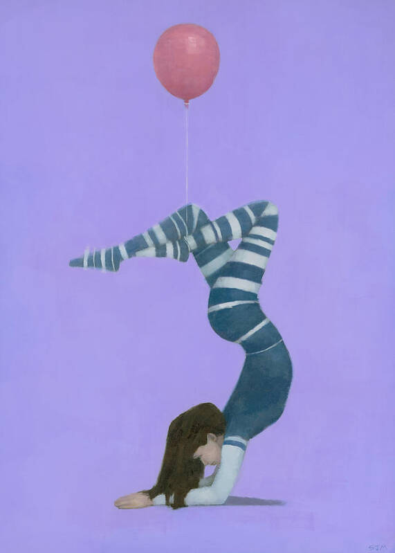 Female Art Print featuring the painting The Pink Balloon II by Steve Mitchell