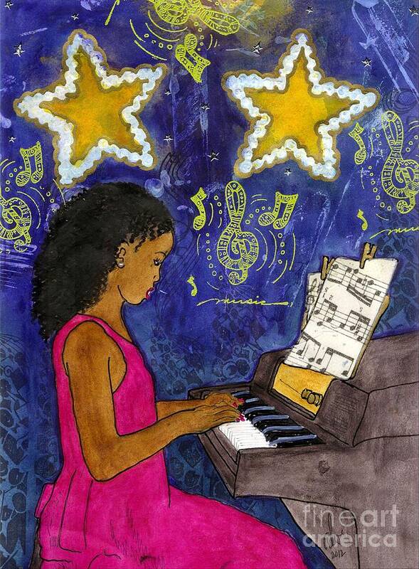 Piano Art Print featuring the mixed media The Recital by Angela L Walker