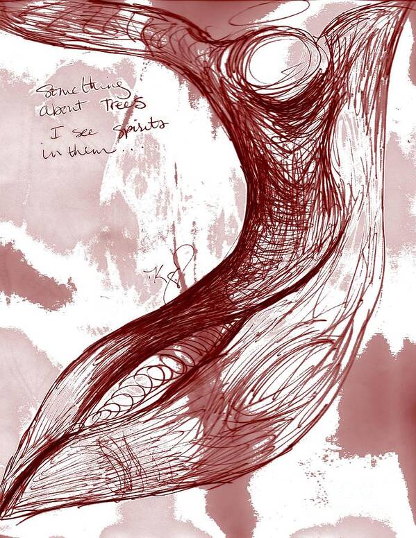 Tree Figure Drawing Art Print featuring the drawing Tree Spirit 1 by Carol Rashawnna Williams