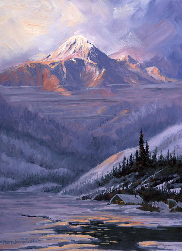 Landscape Art Print featuring the painting Winters Kiss by Kurt Jacobson