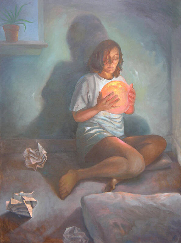 Magic Realism Art Print featuring the painting With a Magic Ball by Alla Parsons