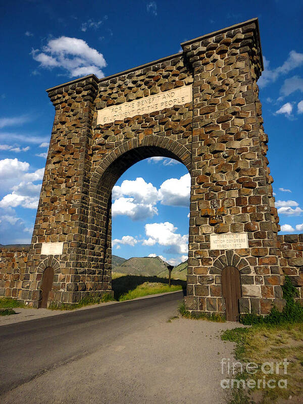 Yellowstone Art Print featuring the painting Yellowstone National Park Gate by Gregory Dyer