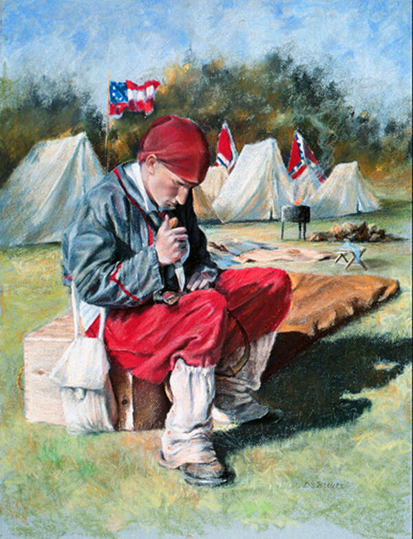 Zouave Soldier Art Print featuring the pastel Zouave by Diane Breuer