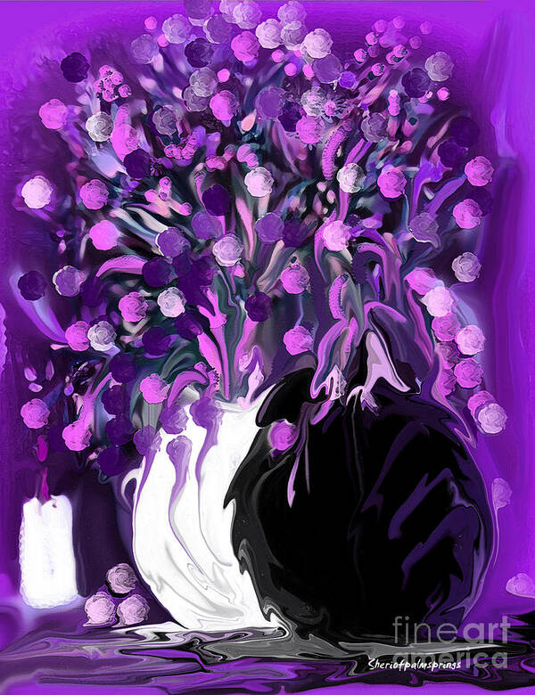 Flowers Art Print featuring the painting Flower Art Love Purple Flowers Love Pink Flowers by Sherri's - Of Palm Springs