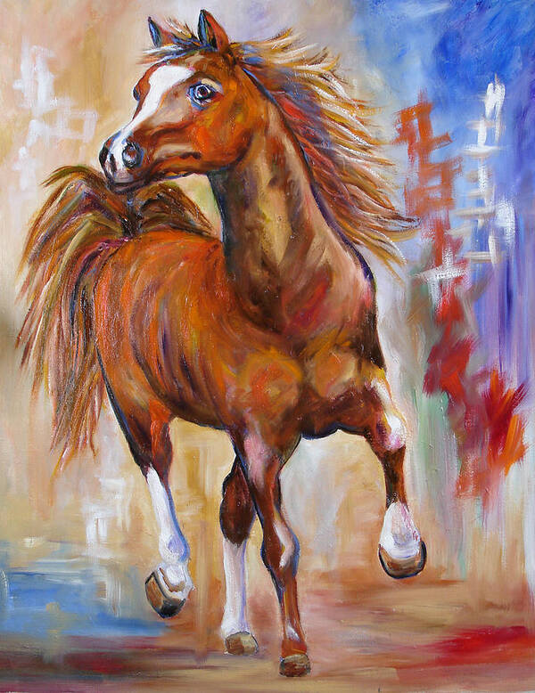 Horse Art Print featuring the painting Abstract Horse Attitude #1 by Mary Jo Zorad