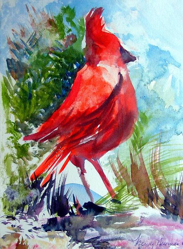 Bird Art Print featuring the painting Cardinal by Mindy Newman