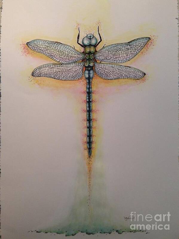 Dragonfly Art Print featuring the painting Drag On Fly by M J Venrick
