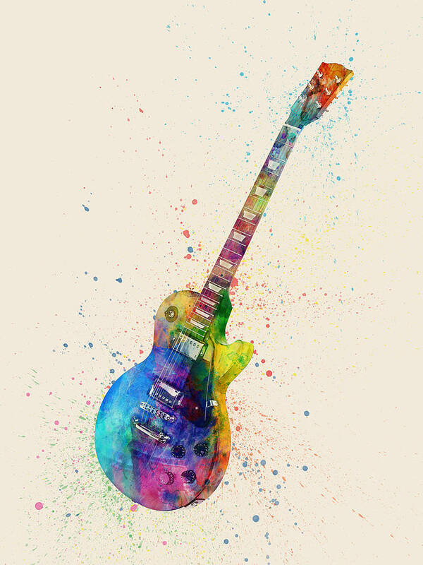 Electric Guitar Art Print featuring the digital art Electric Guitar Abstract Watercolor #1 by Michael Tompsett