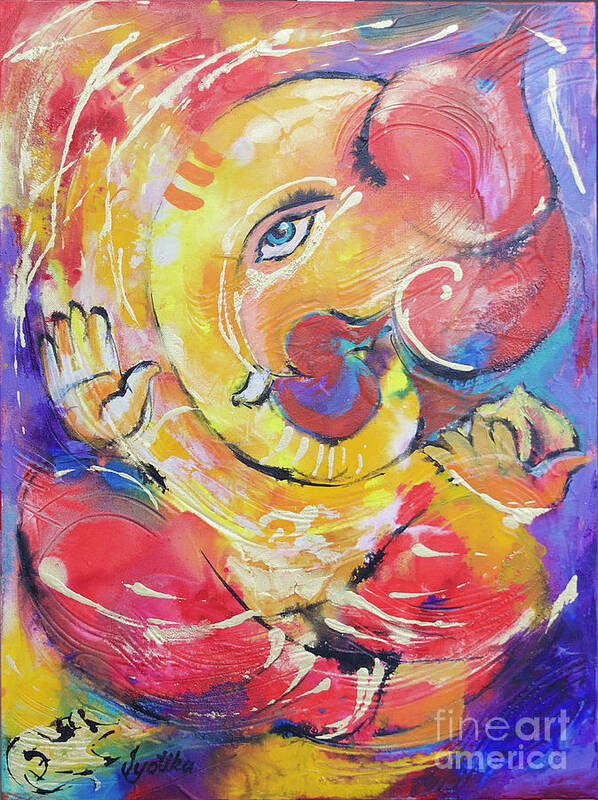 Lord Ganesha Art Print featuring the painting Ganesh #2 by Jyotika Shroff