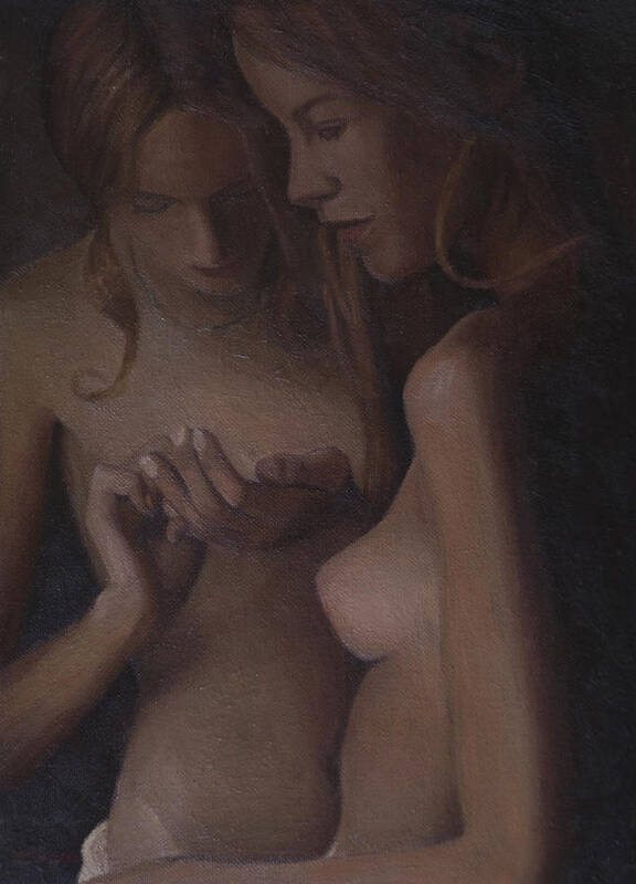 Nude Art Print featuring the painting Girlfriends #1 by Masami Iida