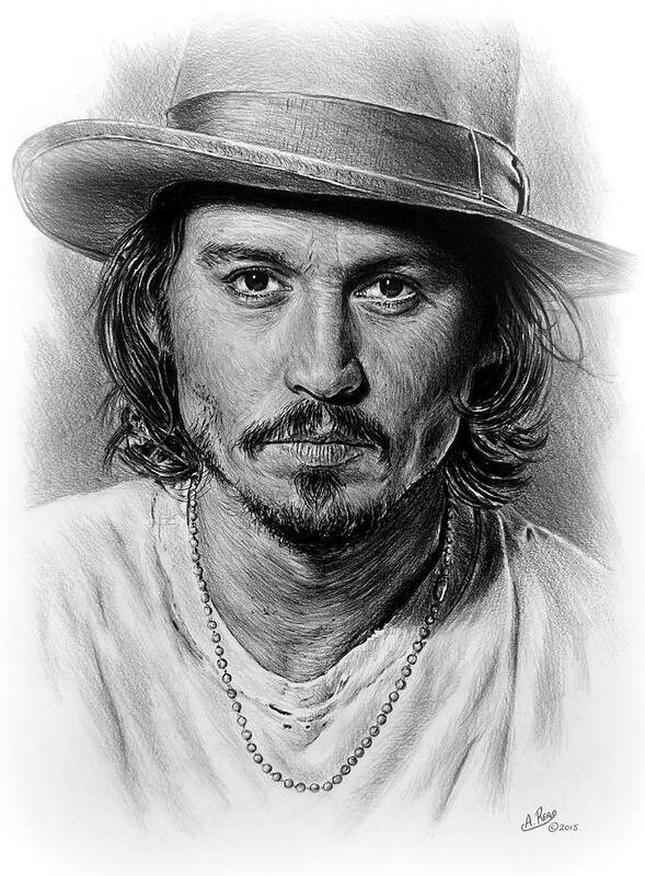 Johnny Depp Art Print featuring the drawing Johnny Depp #5 by Andrew Read