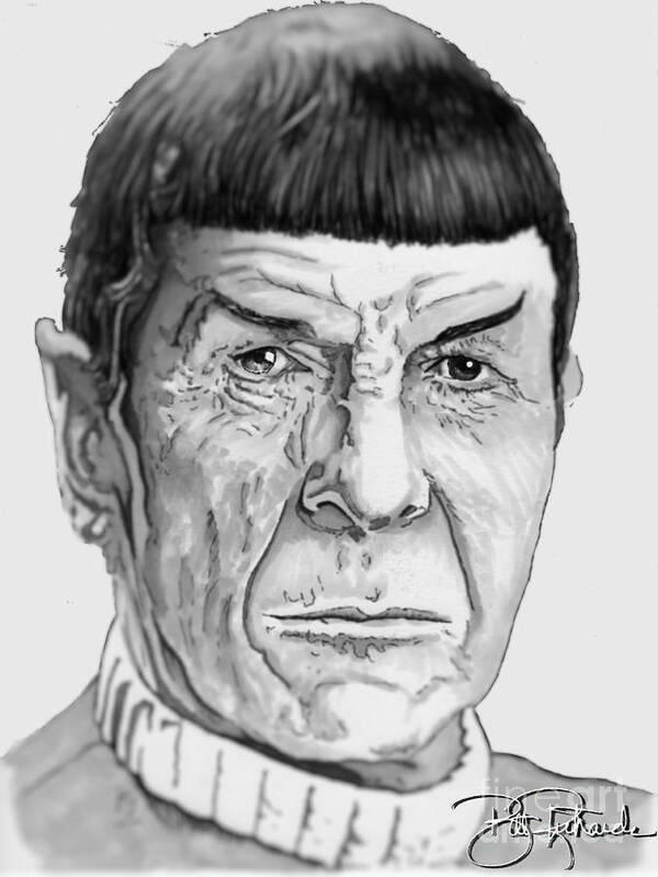 Spock Art Print featuring the drawing Mr Spock #1 by Bill Richards