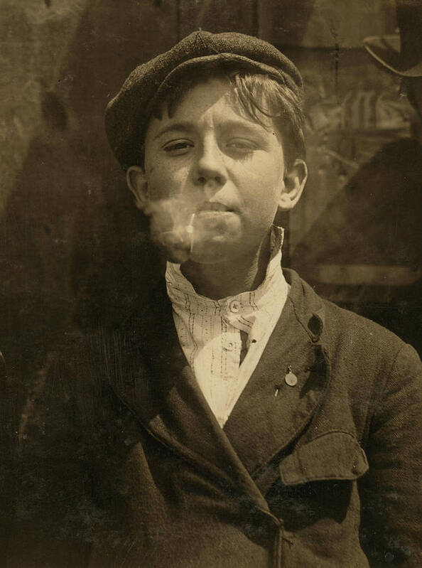 Portrait Of Boy Smoking Pipe Art Print by Everett - Fine Art