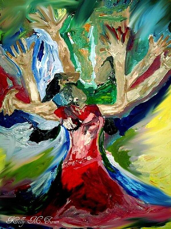 Praise Dancers Art Print featuring the painting Praise Dance #1 by Kelly M Turner