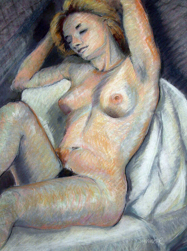 Nude Art Print featuring the painting Seated Nude #1 by Synnove Pettersen