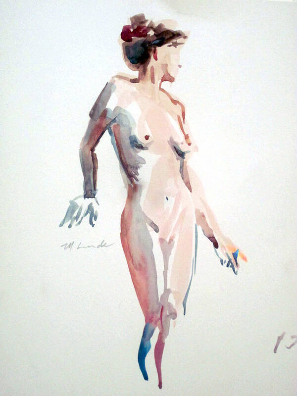 Nudes Art Print featuring the painting Standing Nude #1 by Mark Lunde