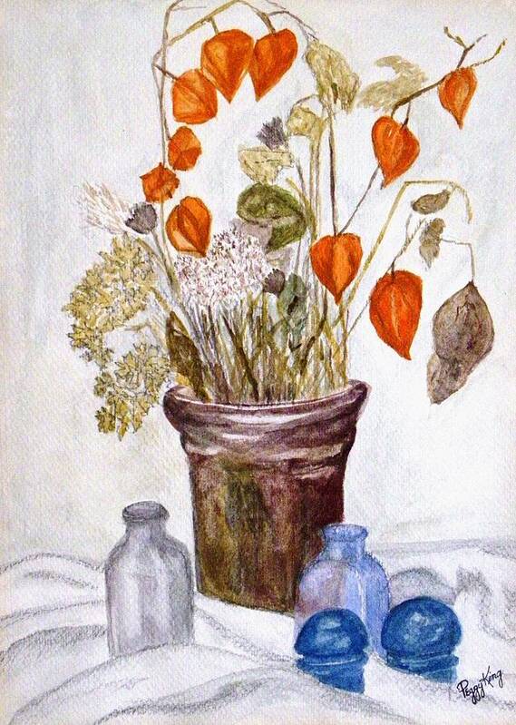 Still Life Art Print featuring the painting Still Life with Chinese Lanterns #1 by Peggy King