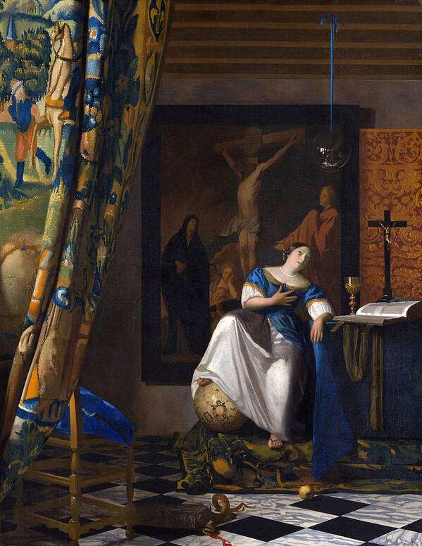 Johannes Vermeer Art Print featuring the painting The Allegory of the Faith #2 by Johannes Vermeer