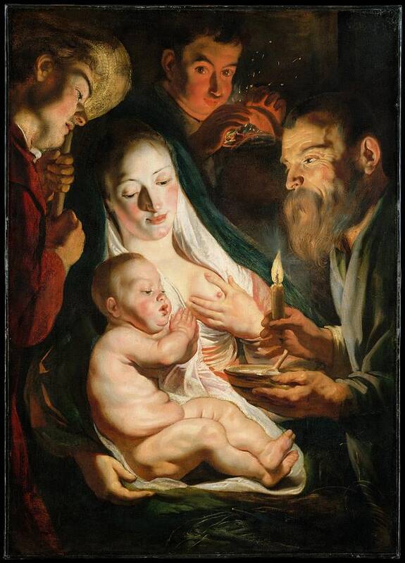 Jacob Jordaens Art Print featuring the painting The Holy Family with Shepherds #7 by Jacob Jordaens