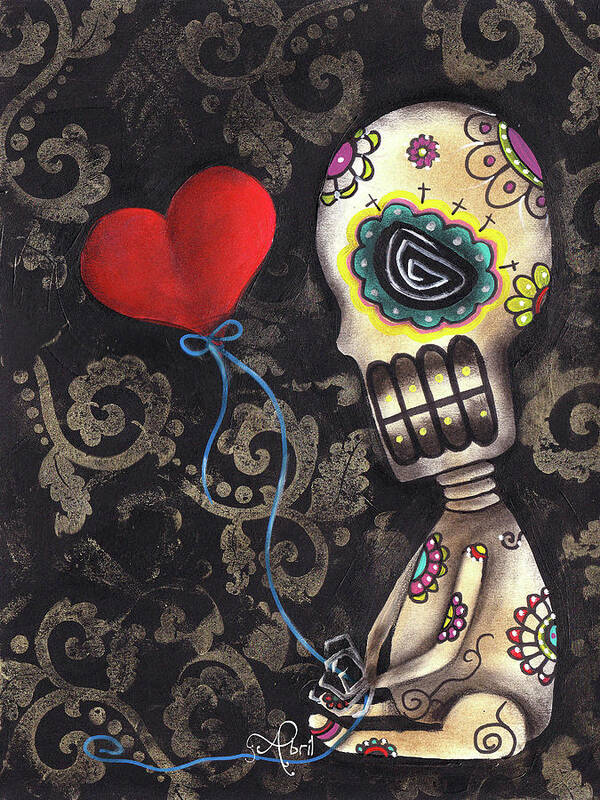 Skeleton Art Print featuring the painting Waiting for you by Abril Andrade
