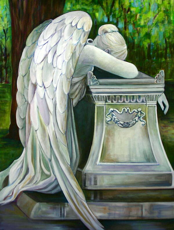 Angels Art Print featuring the painting Weeping Angel #1 by Susan Santiago
