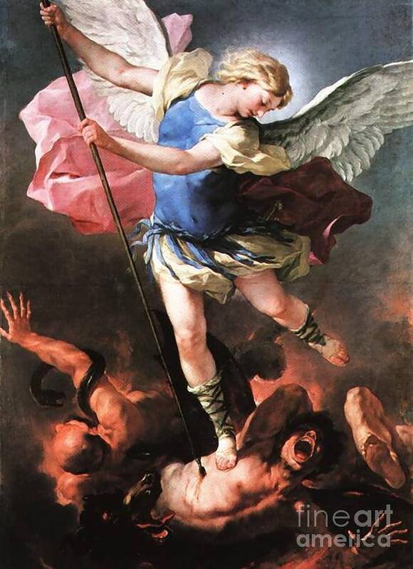 San Art Print featuring the painting Saint Michael #11 by Archangelus Gallery