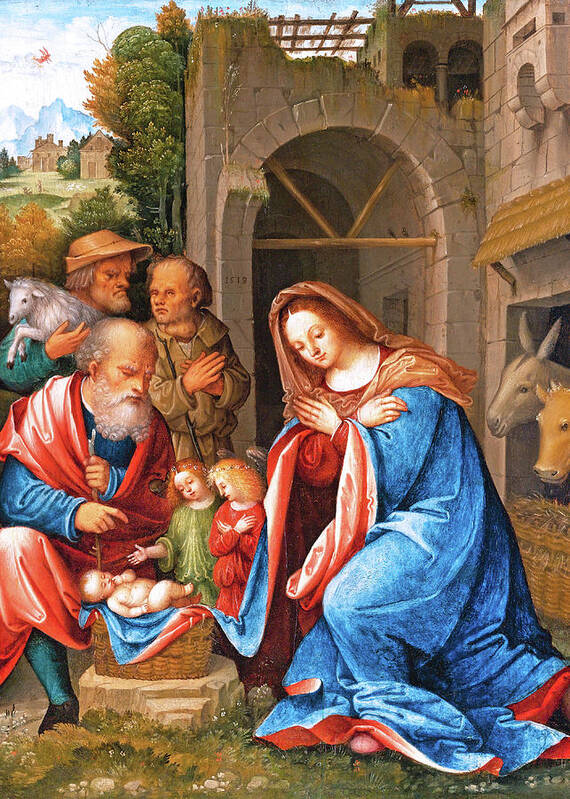 Christmas Art Print featuring the painting 1518 Nativity by Munir Alawi