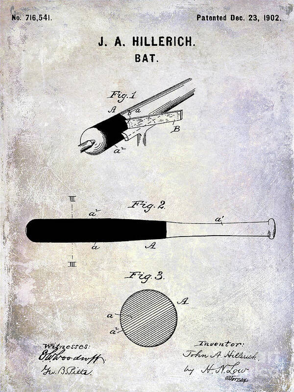 Baseball Bat Patent Art Print featuring the photograph 1920 Baseball Bat Patent by Jon Neidert