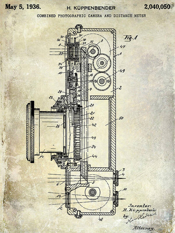 1936 Camera Patent Art Print featuring the photograph 1936 Camera Patent by Jon Neidert
