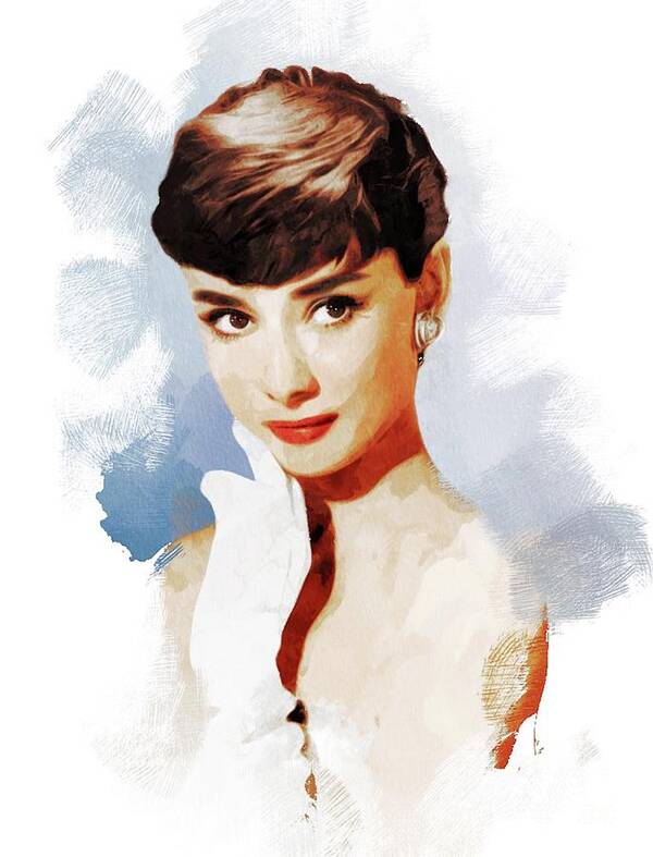 Audrey Art Print featuring the painting Audrey Hepburn, Actress #2 by Esoterica Art Agency