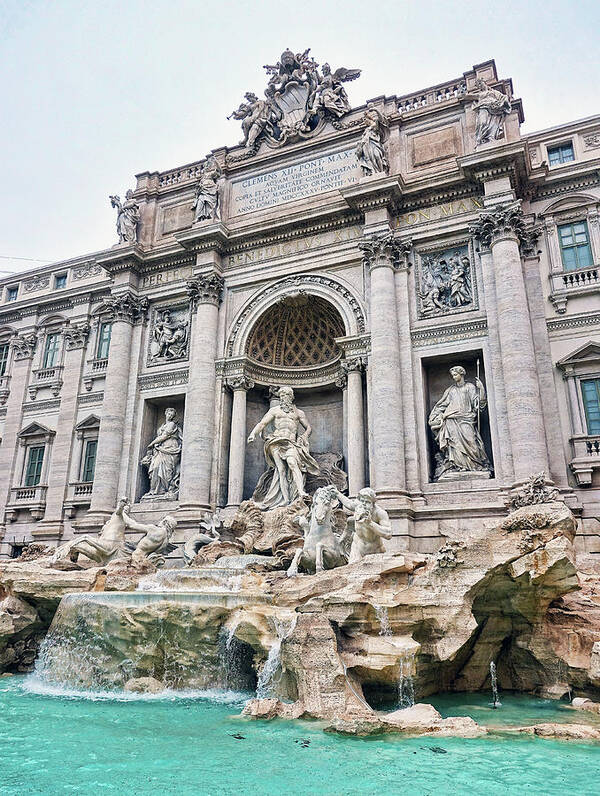 Fountain Art Print featuring the photograph Evening At The Trevi Fountain In Rome Italy #2 by Rick Rosenshein