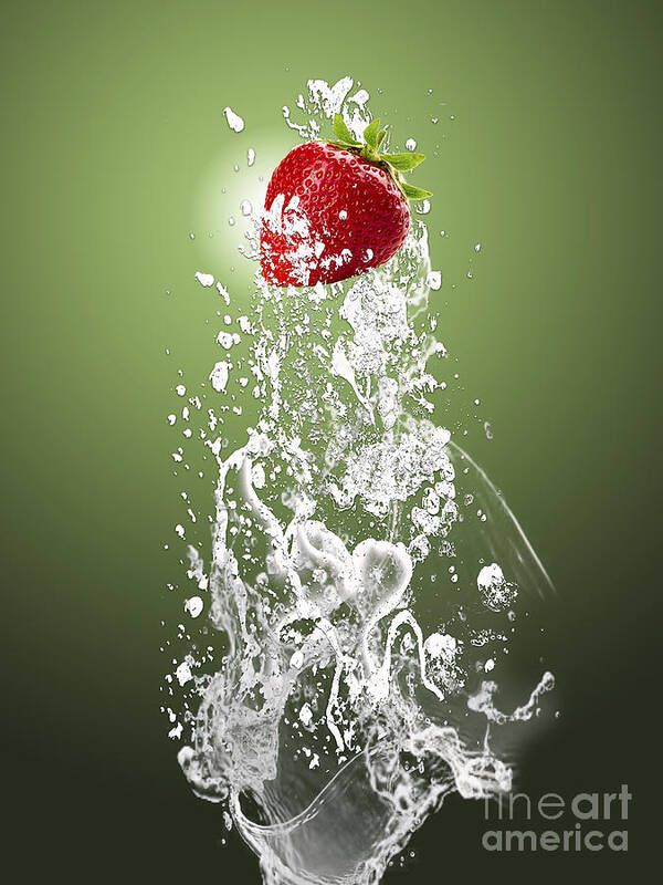 Strawberry Art Print featuring the mixed media Strawberry Splash #2 by Marvin Blaine