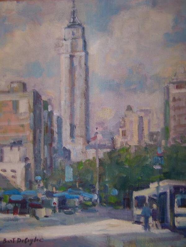 23rd St Looking North At Empire Building Art Print featuring the painting 23rd St by Bart DeCeglie