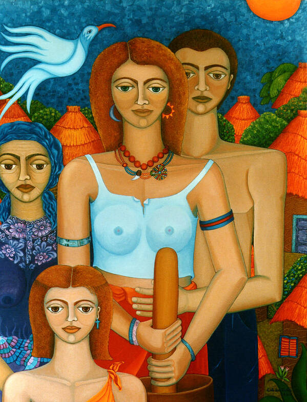Ages Art Print featuring the painting 3 Ages Of A Woman And A Man by Madalena Lobao-Tello