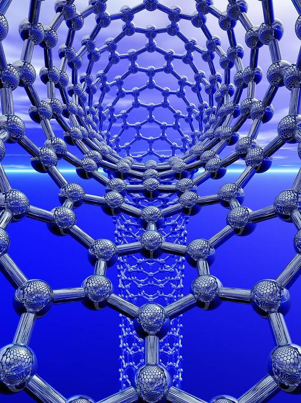 Vertical Art Print featuring the digital art Carbon Nanotube, Artwork #3 by Laguna Design