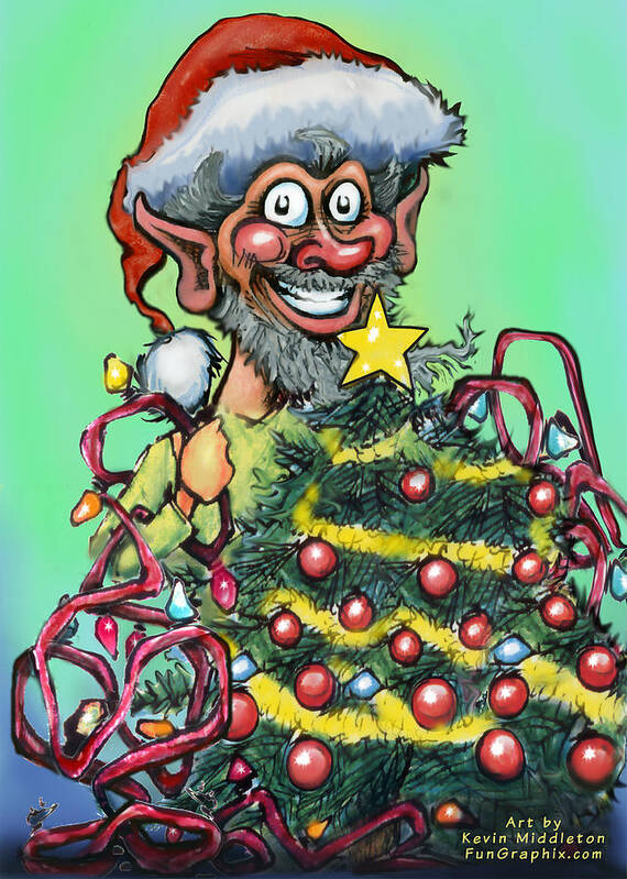 Christmas Art Print featuring the digital art Christmas Elf #3 by Kevin Middleton