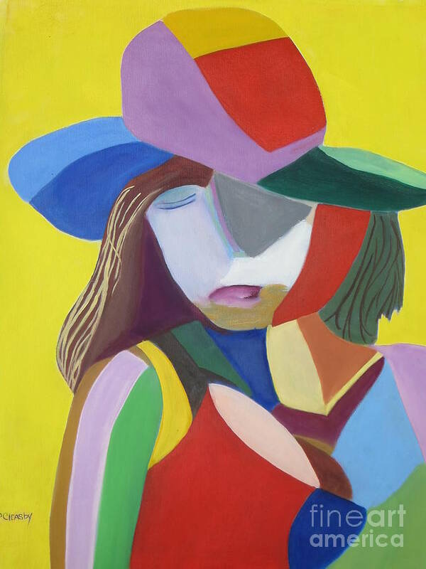 Colorful Original Oil Art Print featuring the painting Hat by Patricia Cleasby