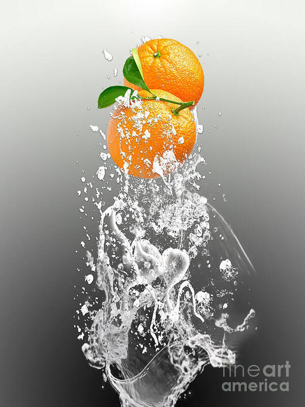 Orange Art Print featuring the mixed media Orange Splash #3 by Marvin Blaine