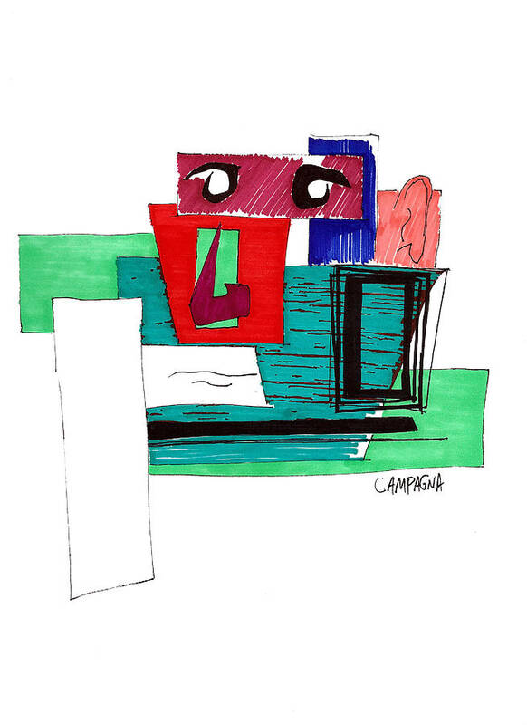Marker Art Print featuring the drawing Untitled #38 by Teddy Campagna