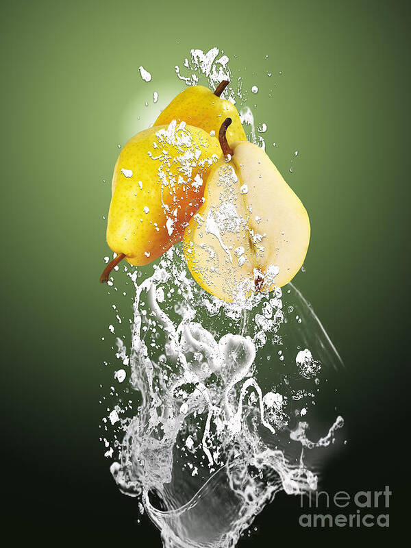 Pear Art Print featuring the mixed media Pear Splash Collection #5 by Marvin Blaine
