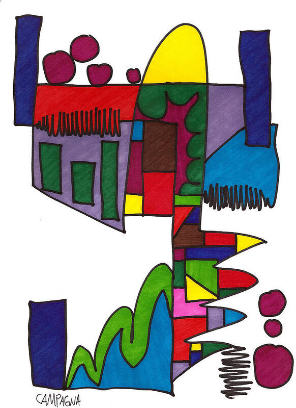 Marker Art Print featuring the drawing Untitled #59 by Teddy Campagna