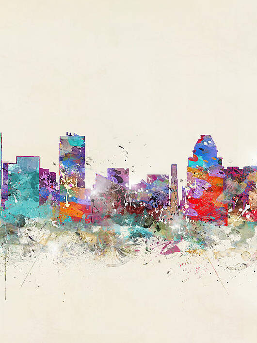 Baltimore Maryland Art Print featuring the painting Baltimore Maryland Skyline #8 by Bri Buckley