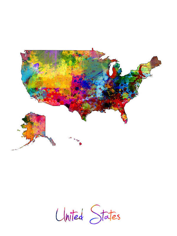 Multicolor Watercolor Oregon state Map, digital Artwork, USA T-Shirt