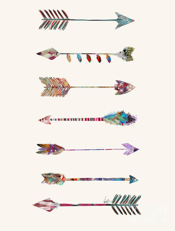 Arrows Art Print featuring the painting 7 Arrows by Bri Buckley